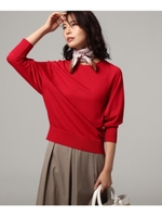 【洗える】バックスラッシュ九分袖ドルマンニット/レッド(062)