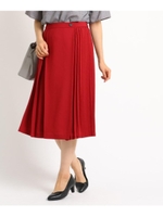 【洗える】ミモレ丈ハイブリッドスカート/ワインレッド(063)