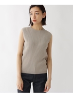 【洗える】ワイドリブノースリーブプルオーバー/ライトベージュ(051)