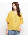 【洗える】麻風ポリフレアスリーブブラウス/マスタード(033)