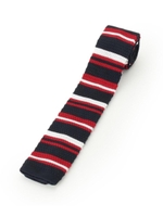 【洗濯OK】パネルボーダーニットネクタイ/結婚式、セレモニー、パーティー、フォーマル、ドレス/レッド(062)