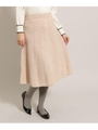 【美人百花11月号掲載/WEB限定カラー/セットアップ】ウールナイロンケーブルフレアスカート/ライトベージュ(051)