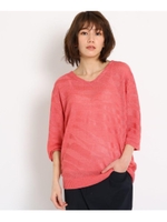 ◆【洗える】レーヨン麻ゼブラニット/ラズベリーピンク(073)