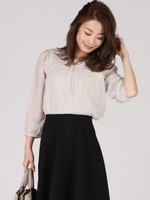 ≪洗濯機で洗える≫ギザリヨセルスムースシフォン２枚仕立てプルオーバー/ベージュ