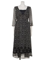 Ｏダマスクパネルプリントワンピ/ブラック