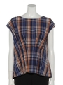 ＴＣブロードチェックタックデザインブラウス/チェックブラウン