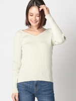 Ｖネックラグランリブニット/ライトグリーン