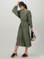 しわ加工ロングワンピース/KHAKI