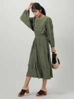 しわ加工ロングワンピース/KHAKI