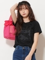 オーガンジーシシュウＴシャツ/ブラック