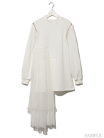 オーバースカート付トレーナーワンピ/ホワイト