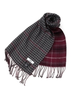 ガンクラブ×タータン柄 シルクカシミヤ リバーシブル マフラー/ワインレッド(263)