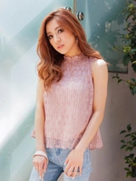 キャミSETプリーツレースノースリブラウス/ピンク