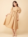 クチュールタッチスリーブワンピース/ベージュ