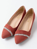 グリッターラインスエードパンプス（9R18-PA06）/オレンジ