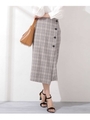 グレンチェックラップ釦スカート/グレー(020)