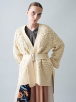 ケーブル編ニットカーディガン/IVORY