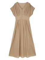 コットンウエストタックワンピース/ベージュ
