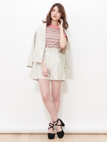 サイドレースアップショートパンツ/ベージュ