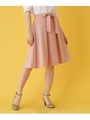 サッシュベルトタックフレアスカート/ピンク(072)