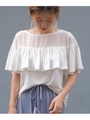シフォン切替フリルシースルーTシャツチュニック/ホワイト