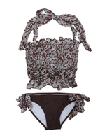 シャーリングシフォンビキニ/水着/レオパード/ブルー