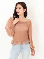 シャーリングブラウス/NUDE