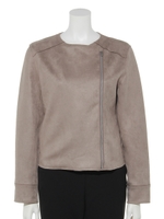 ストレッチフェイクスエードライダースジャケット/モカ