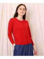 スマートアイス クルーネックカーディガン/レッド(062)