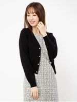 スモールビジューVネックカーディガン/ブラック