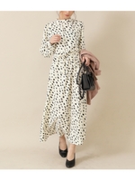 ダルメシアン柄ハイネックワンピース/ホワイト(001)