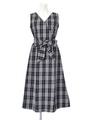 チェックカシュクールワンピース/ブラック