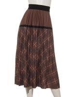 チェックプリーツスカート/ブラウン