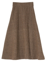 チェックラップフレアスカート/ベージュ