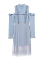 チュールコンビサスペンダーニットワンピース/ブルー