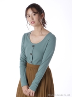 テレコ前ボタンTシャツ/ミドリ