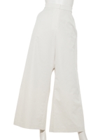 ナチュラルギャバ・セミワイドパンツ・ホワイト/オフ