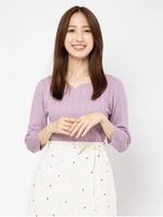 ハートカットネックリブニット/ラベンダー
