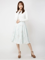 ハイウエストフラワーフレアスカート/ライトグリーン