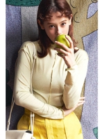 ハイネックセンターシームシースルーカットソー/ライトグリーン(130)