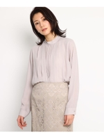 ハイネックプリーツブラウス/ライトベージュ(051)