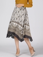 ハンマーサテンペイズリープリントスカート/イエロー