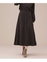 バイカラードットプリントスカート/ブラウン(050)