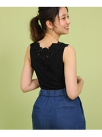 バックVレースタンクトップ/ブラック(019)