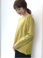 バックアイレット刺繍プルオーバー/マスタード