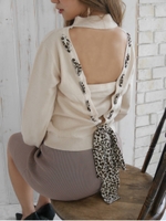 バックリボンニットトップス/O.WHT