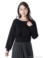 バックリボン裏毛トップス/ブラック