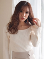 パールスリーブ2WAYスクエアネックトップス/ホワイト