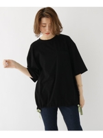 ビッグシルエット 裾テープ 半袖 Tシャツ/ブラック(019)