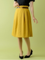 ビットベルト付フレアスカート（9R10-084118）/イエロー